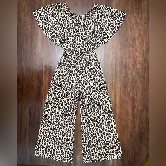 Show Me Your MuMu Leopard Pantsuit Size Small Jumpsuit Chic Fall Preppy Satin - Picture 3 of 16